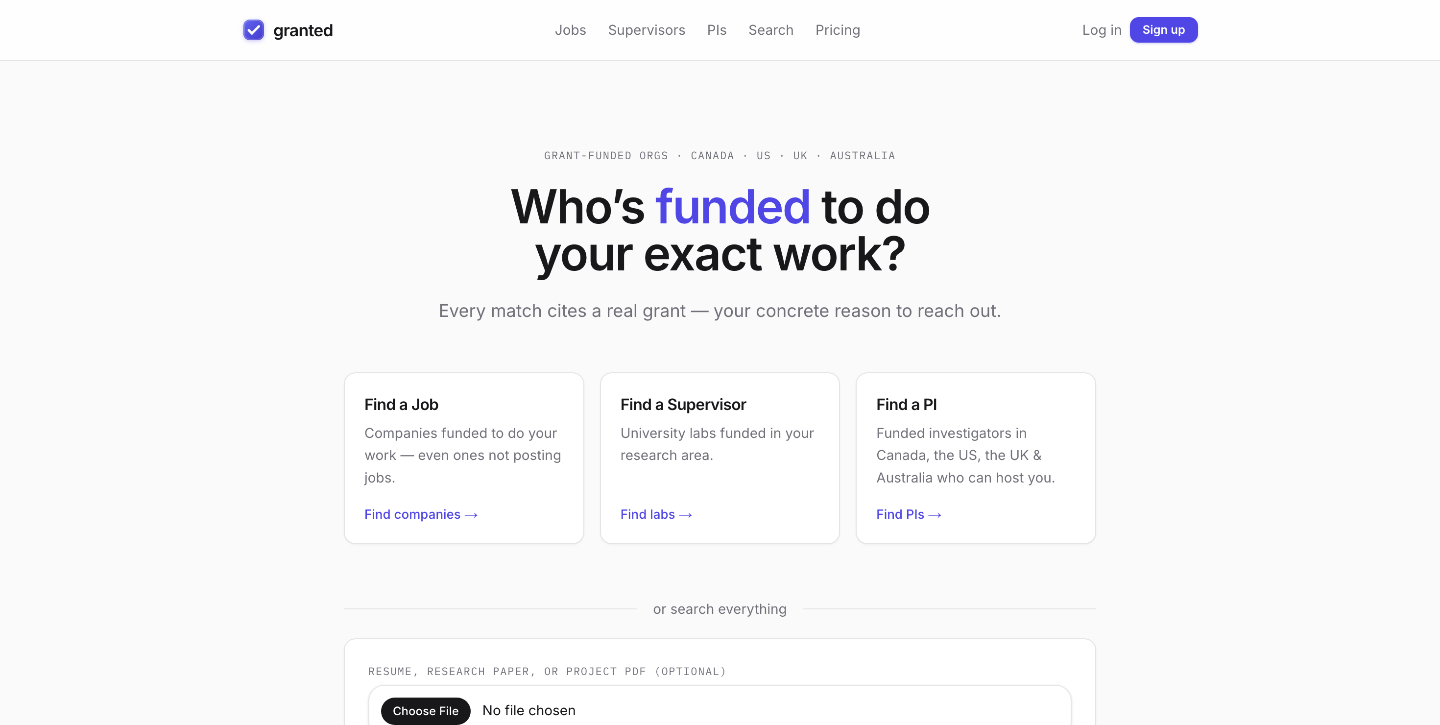 GrantedJobs.com screenshot